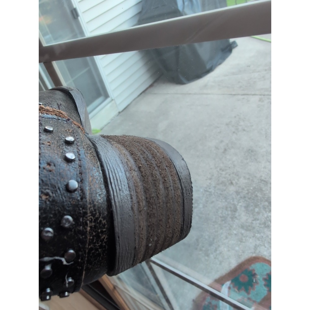 Sterling River Womens Short Ankle Boot Sz 7.5M Studded Leather Brown Calf Hair - Picture 8 of 10